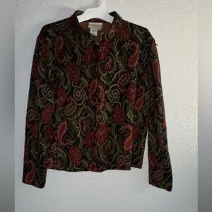 Coldwater Creek Red and Green Floral Blouse